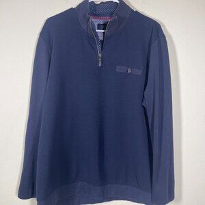 Ted Baker London Men's Sweater Pullover 1/4 Zip Dark Navy Size 6 Preppy!